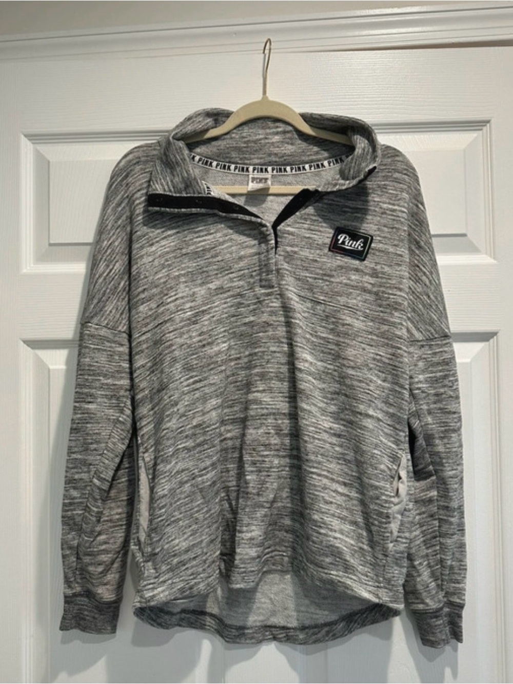 Victoria's Secret PINK Gray Heather Quarter-Zip Pullover